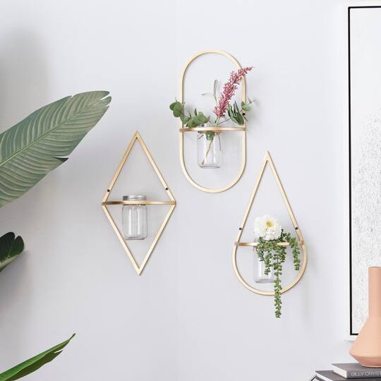 CosmoLiving by Cosmopolitan Gold Vase Metal Wall Décor Set, 3ct.